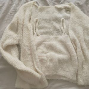 Fuzzy top & cardigan